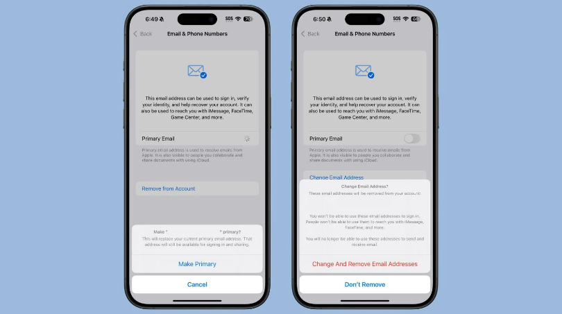祁门苹果手机维修分享苹果 iOS 18.1 支持设置“主要”邮箱地址并更改 iCloud 邮箱 