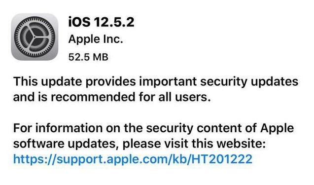 祁门苹果手机维修分享iOS12.5.2发布，建议所有老苹果用户安装 